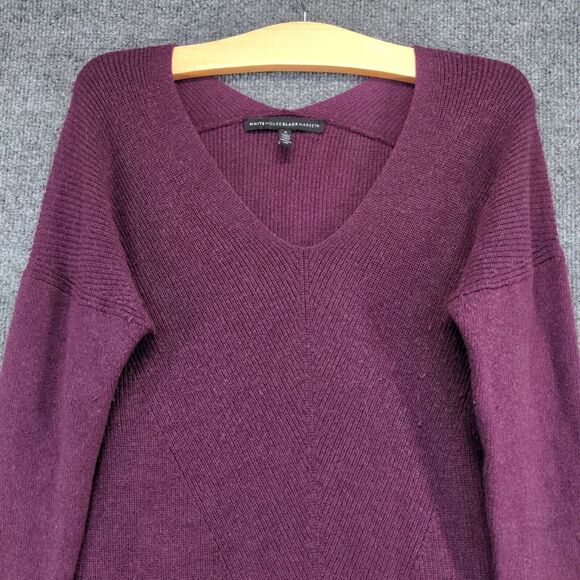 White House Black Market Women's Sweater Dress Purple Small Long Sleeve V-Neck - Picture 3 of 12